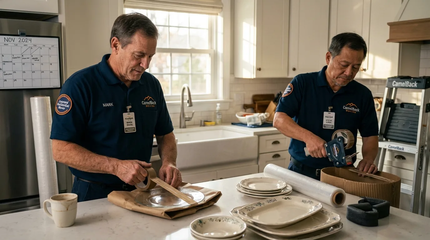 Professional crew packing kitchen dishware in Williamsport, MD